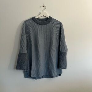 Blue Ribbed Knit Sweater